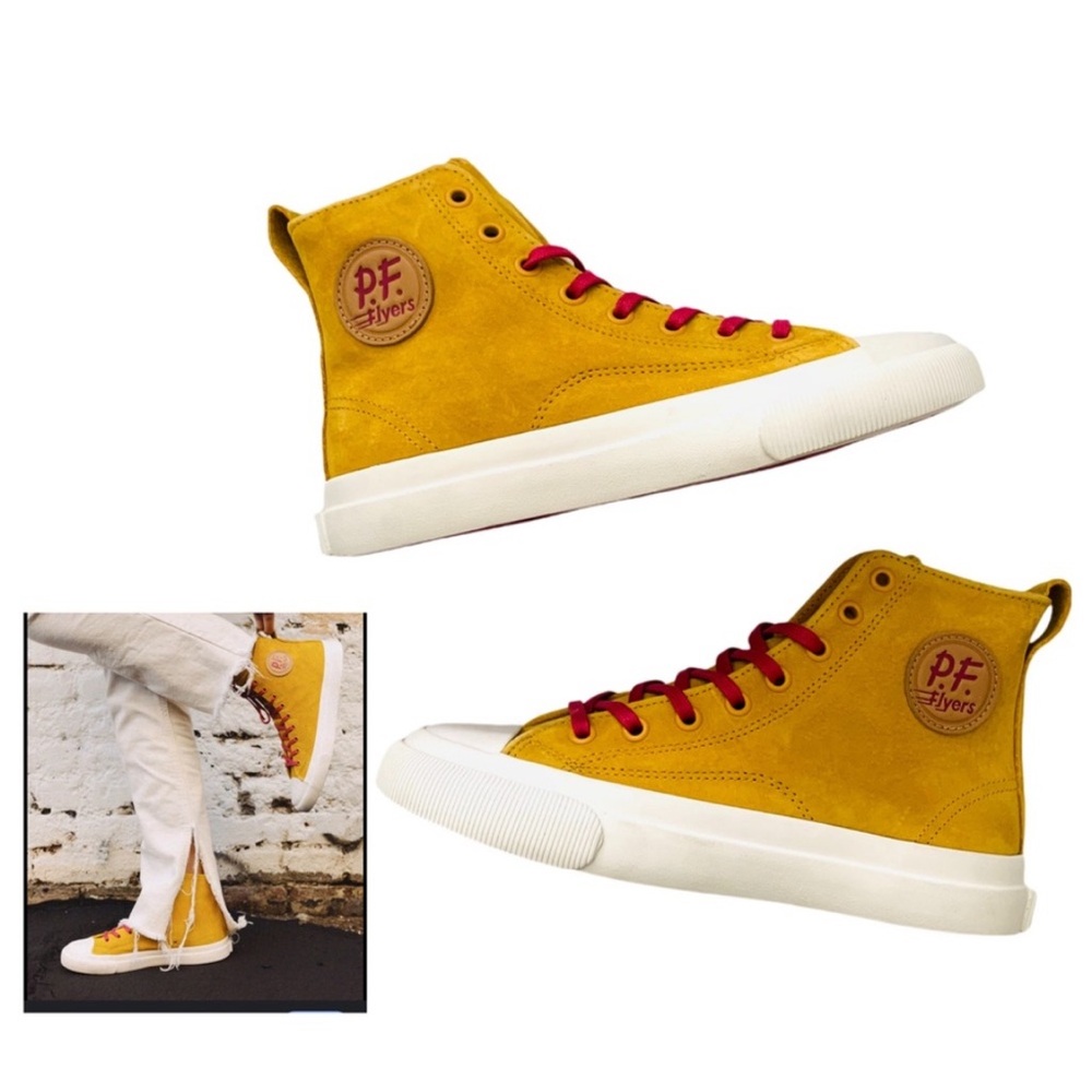 PF Flyers High Tops Golden Spice Pink Shoe Laces Size 5.5 NWOB Suede Leather